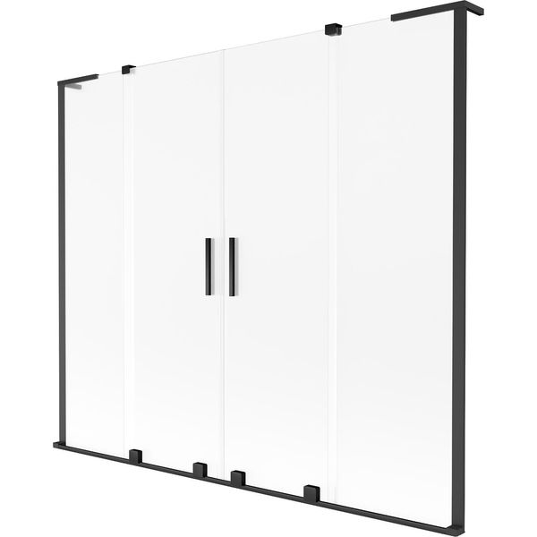 Mexen Velar L Duo Paratia Vasca Da Bagno A 2 Ante Scorrevoli 170 X 150 Cm, Ghiacciata, Nera - 896-170-003-32-70-image