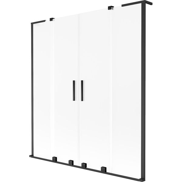 Mexen Velar L Duo Paratia Per Vasca Da Bagno A 2 Ante Scorrevoli 140 X 150 Cm, Brina, Nero - 896-140-003-32-70-image