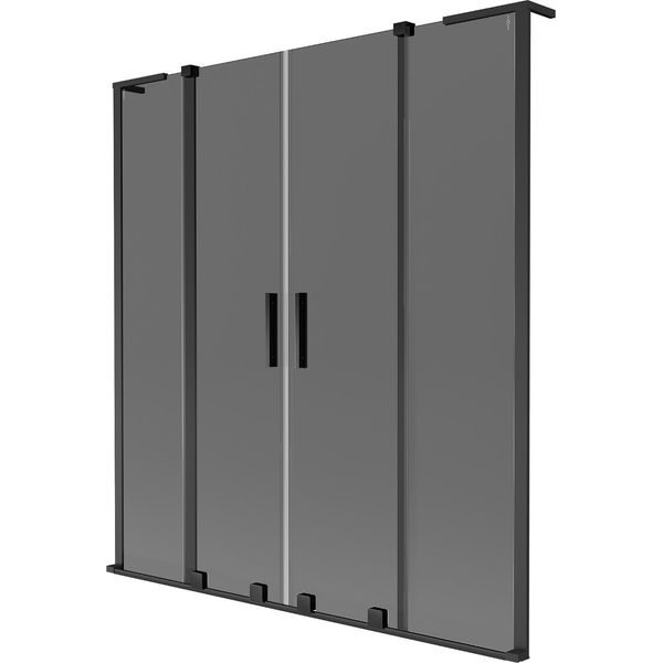 Mexen Velar L Duo Paratia Da Vasca Da Bagno Scorrevole A 2 Ante 160 X 150 Cm, Grafite, Nero - 896-160-003-42-70-image
