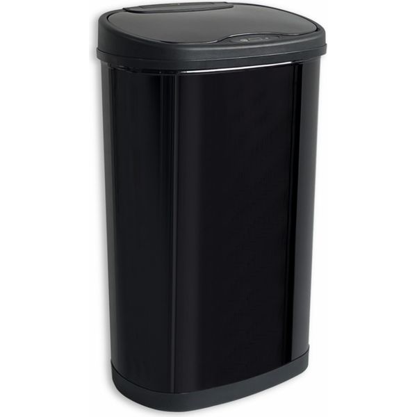 Rijoka Sensor Cestino Per Rifiuti 50L - Con 2 Scomparti 20L + 30L - Acciaio Inossidabile - Separazione Dei Rifiuti - Chiusura Morbida - Senza Impronte Digitali - Design Moderno - Nero-image
