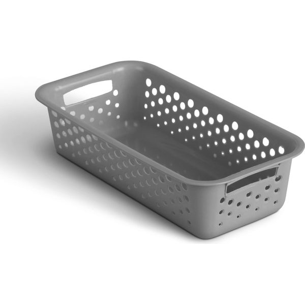 Cestino 0,7L Con Manici - Senza Bpa - Organizzatore ( 20 X 10 X 5 Cm / Antracite ) - Cestino Per Bagno Cucina Camera Da Letto, Cestino Per La Casa-image