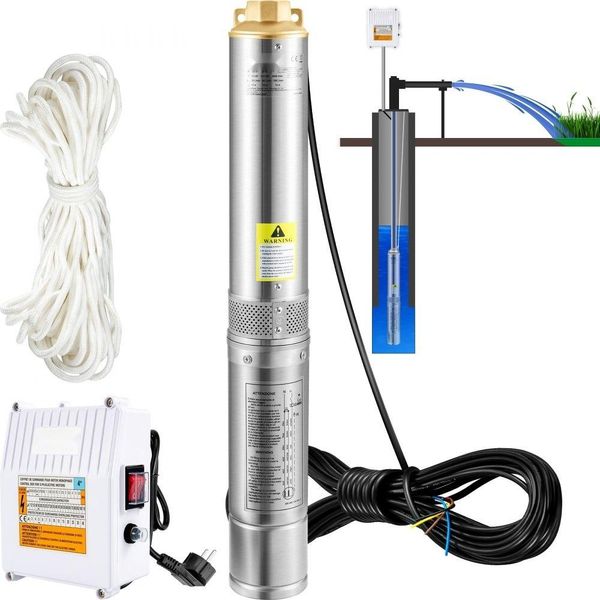Pompa Per Pozzi 1100 W - 4 Pollici - 190 L/Min - Pompa Sommersa - Prevalenza Massima 57 M - Pompa Per Tubi - 230 V 50 Hz - Pompa Per Sabbia - Pompa Per Acqua IP68 - 0-40°C - Pompa Ideale-image