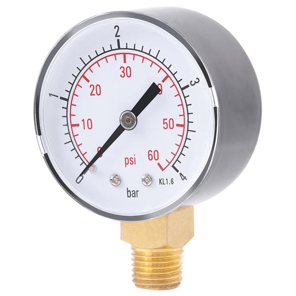 1PC Mini Manometro Per Aria Carburante Olio O Acqua 0-4Bar / 0-60Psi Npt-image