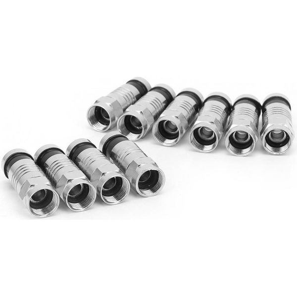 10 Pezzi RG6 Uk Schiacciato Tipo F Connettore F Cavo Antenna Video Satellitare Adattatore (F-007)-image