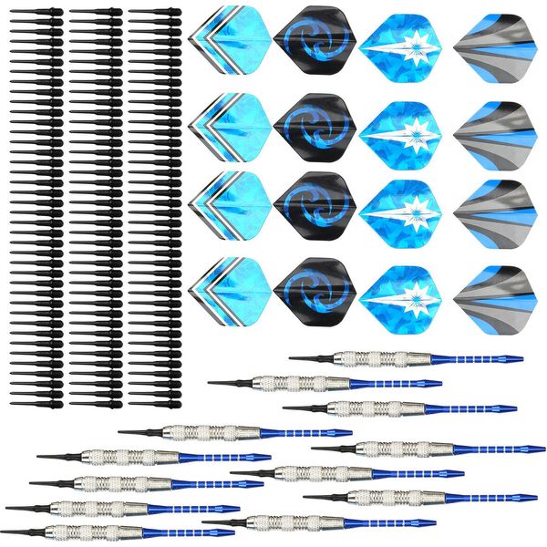 Set Di Freccette Morbide Di Sicurezza, 12 Freccette, 16 Alette Per Freccette, 120 Punte Per Freccette In Plastica, Asta Per Freccette In Lega Di Alluminio-image