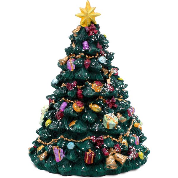 Albero Di Natale Con Carillon - Circa 16 Cm - Tornitura Natalizia Retrò-image