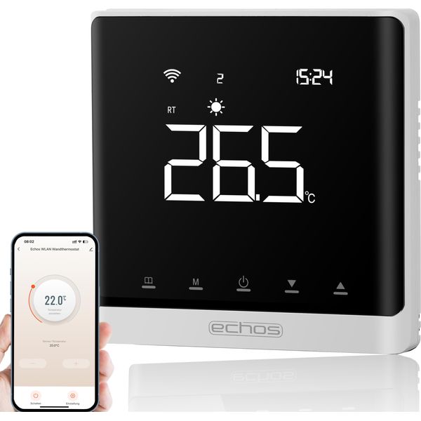 Termostato A Parete Echos Riscaldamento Riscaldamento A Pavimento Intelligente Termostato Ambiente Wlan Digitale Controllabile Tramite Smartphone Tuya Smart Life Amazon Alexa Google Home Termostato Riscaldamento A Pavimento Programmabile-image