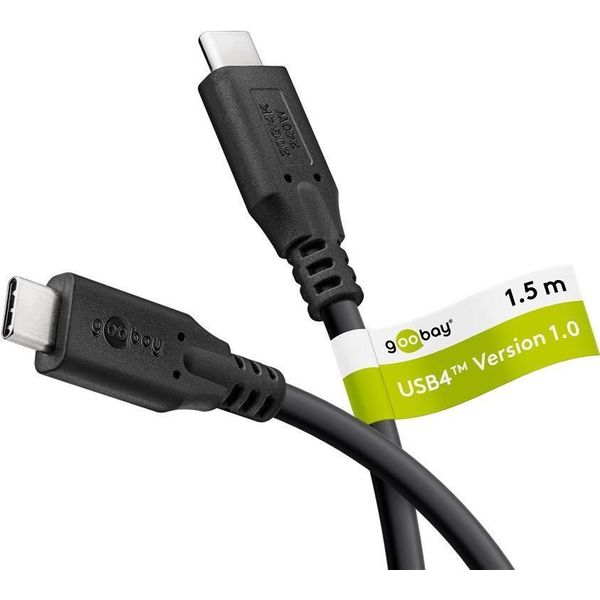 Goobay 74188 Cavo USB-C™, USB4™, 240 W, 20 Gbit/S, Power Delivery, 1,5 M, 1,5 M, Nero - Connettore USB-C™ > Connettore USB-C-image