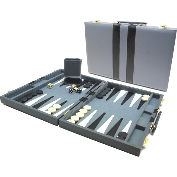 Hot Games Valigetta Backgammon 38 Cm Grigio-Nero Gioco Da Tavolo-image
