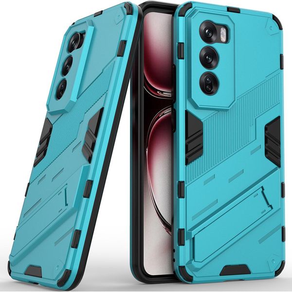 Custodia Per Oppo Reno12 Custodia Protettiva Ibrida In Pc Tpu Antiurto Con Funzione Stand Blu-image