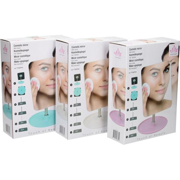 Specchio Per Il Trucco Con Supporto 17,5×27 Cm - Vetro Hd - Supporto Stabile - Specchio Portatile Per Il Trucco, La Cura Della Pelle E L'acconciatura - Rosa-image