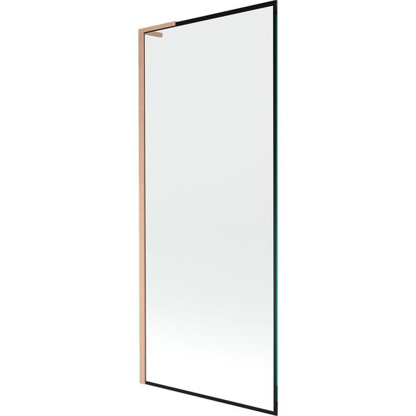 Mexen Next L Paravento Per Vasca 1-Anta 80 X 150 Cm, Cornice Nera, Rame Spazzolato - 895-080-000-03-70-65-image