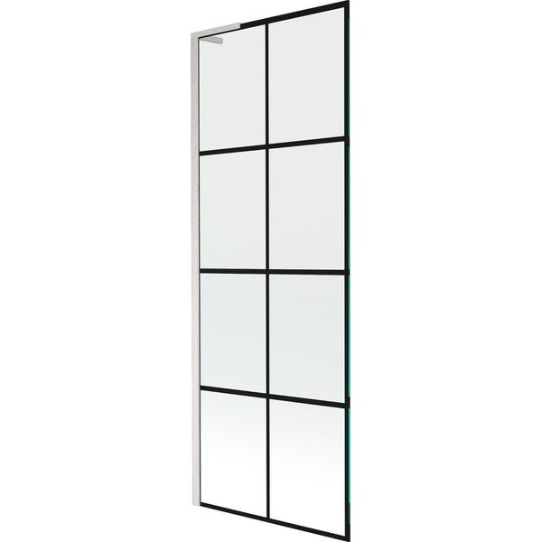 Mexen Next L Paratia Per Vasca Da Bagno A 1 Anta 70 X 150 Cm, Griglia Nera, Nichel Spazzolato - 895-070-000-03-77-97-image