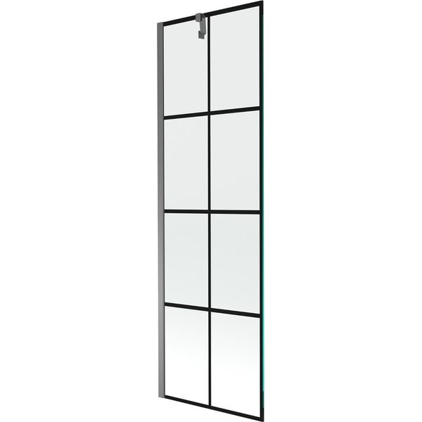 Mexen Next Paravento Per Vasca Da Bagno A 1 Anta 60 X 150 Cm, Griglia Nera, Gun Metal - 895-060-000-00-77-95-image