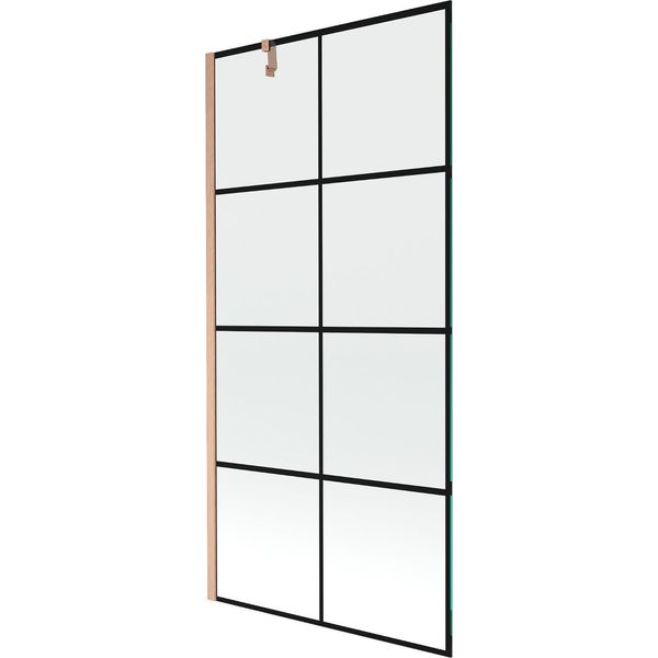 Mexen Next Paratia Doccia 1 Anta 90 X 150 Cm, Griglia Nera, Rame Spazzolato - 895-090-000-00-77-65-image