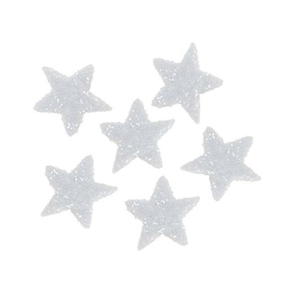 Stella Glitter 1,5 Cm Decorazione A Pioggia Bianco Decorazione Natalizia Stelle Glitter 144Pcs-image