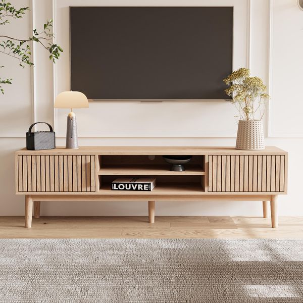 Porta Tv, Panca Tv A 2 Ante, 120 Cm, Mobile Tv Per Televisori Fino A 55-65 Pollici-image
