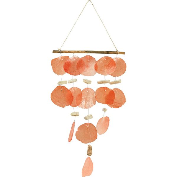Decorazione Marittima Appesa Capiz Conchiglie Driftwood Natura Arancione 28X66Cm-image