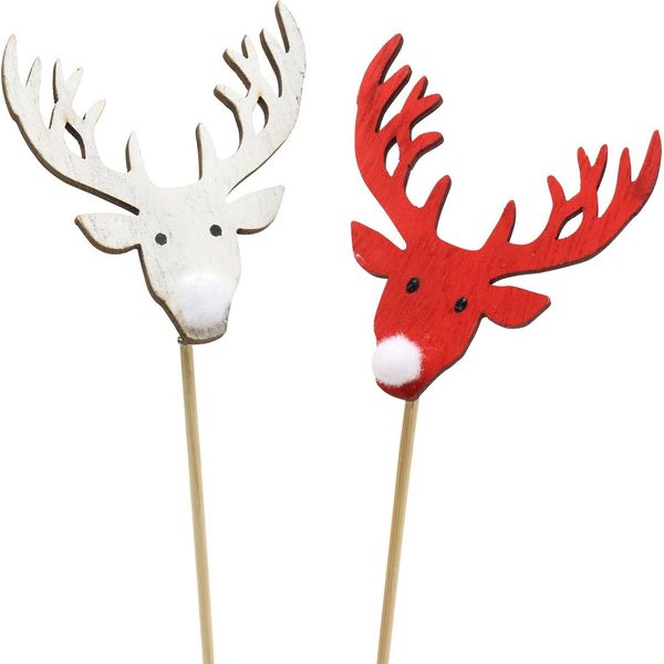 Decorazione Natalizia Renna Spina Rosso Bianco 37Cm Decorazione Bastoni Set 12 Pezzi-image