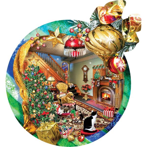 Sunsout Puzzle Fireside Ornament - 750 Pezzi Motivo Natalizio-image