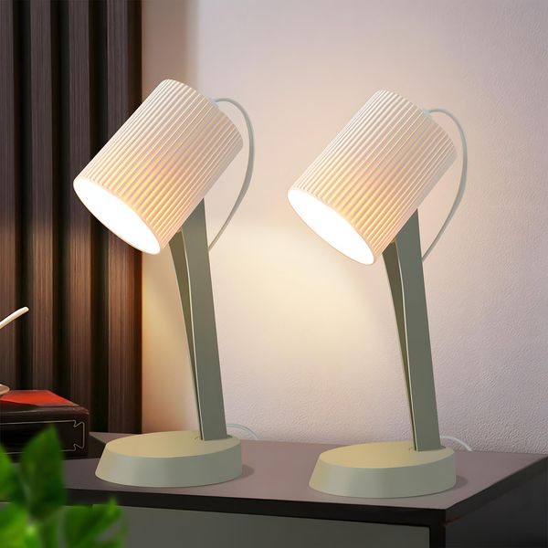 Zmh Lampada Da Tavolo Kabels Verde Comodino Set Di 2 Lampada Da Tavolo Soggiorno E14 Lampade Da Tavolo Stile Country Moderno Per Tavolo Da Pranzo Camera Da Letto-image