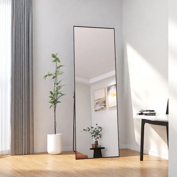Proximax 60 X 165 Cm Specchio A Figura Intera, 2 In 1 Specchio Da Appoggio E Da Parete, Specchio Per Vestirsi, Specchio Guardaroba Per Camera Da Letto, Soggiorno E Ingresso, Nero-image