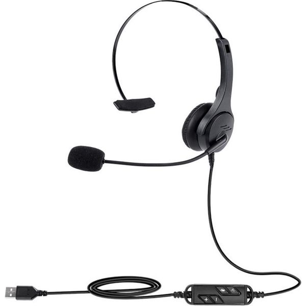 Cuffia Monofacciale Con Cavo Usb Per Call Center Con Microfono Regolabile E Pulsante Di Controllo Del Volume Per Computer Da Ufficio, Pc E Laptop-image