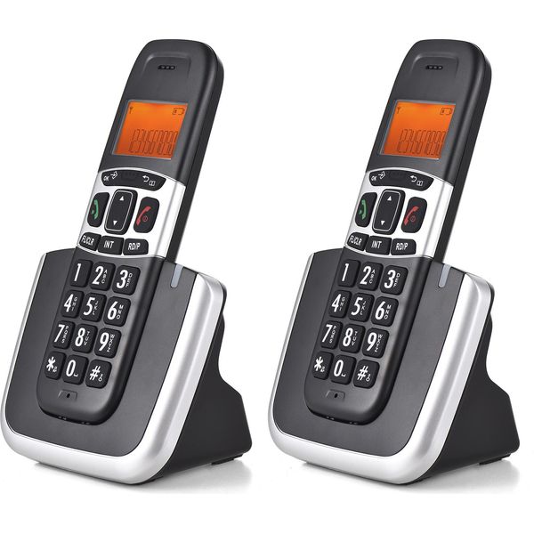 Bisofice Sistema Telefonico Cordless Espandibile Con Display A 3 Linee Supporto 5 Microtelefoni Connessione Blocco Chiamate Chiamate A Mani Libere Conferenza Intercomunicante Funzione Mute 16 Lingue Con Per Ufficio Affari Casa Famiglia - 2 Microtelefoni E 2 Basi-image