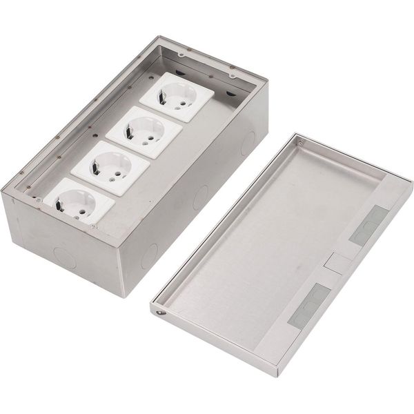 Presa Di Corrente A Pavimento 4 Uscite Standard Scatola Elettrica Da Incasso In Acciaio Inox 4000W-image