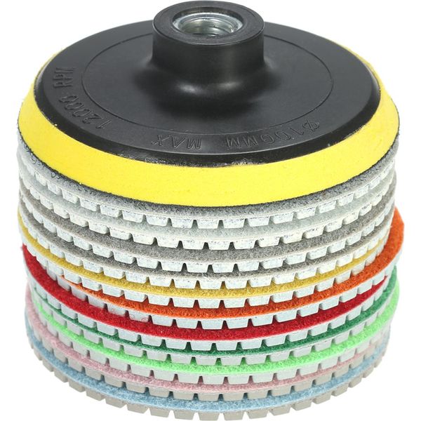 11Pcs 4 Pollici Diamond Wet Polishing Pads Grinding Disc + 1Pc Backing Pad Per Granito Marmo Pietra Ceramica Piastrelle Cemento-image