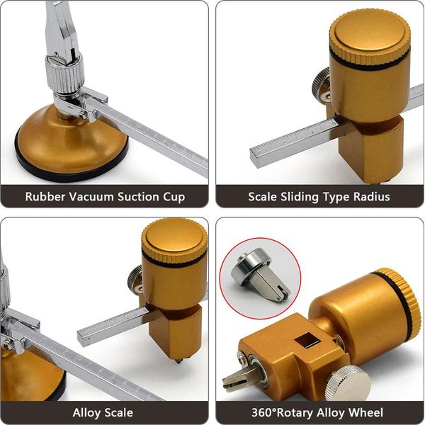 Taglierina Circolare Per Vetro Resistente Con Diametro Di 54 Mm Della Ventosa Raggio Di Taglio Di 1,5-12 Pollici Cilindro Di Olio Taglierina Circolare Di Vetro Regolabile-image