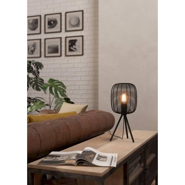 Eglo Tischleuchte "Rinroe Tischlampe,Stahl, E27, IP20, Wohnzimmerlampe, Flurlampe, Lampe", Schwarz, 1, Ø 20Cm H: 44Cm, 1 Stk., Leuchten, Dreibeinige Nachttischlampe, Tischleuchte, Lampe Mit E27 Fassung, Tischleuchte-image