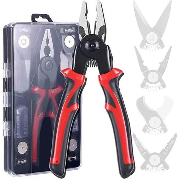 5In1 Set Di Pinze Multifunzionali A Testa Intercambiabile Pinze Per Fili D'acciaio Pinze Per Spelatura A Morsa Set Di Strumenti Di Manutenzione Elettronica Multiuso Per Elettricisti-image