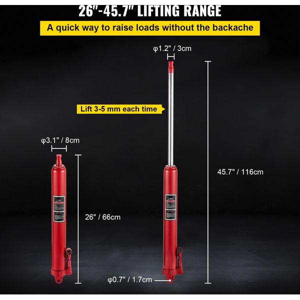 Succebuy Martinetto Idraulico A Martinetto Lungo Da , Capacità 8 Tonnellate/17363 Libbre, Pompa A Pistone Singolo E Base A Clevis, Piattaforma Di Sollevamento Manuale Con Maniglia, Per Gru Da Garage/Officina, Paranco Motore-image