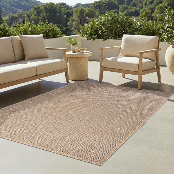 Tappeto Tapiso Yucana Outdoor Beige Balcone Resistente Ai Raggi Uv 80 X 150 Cm-image