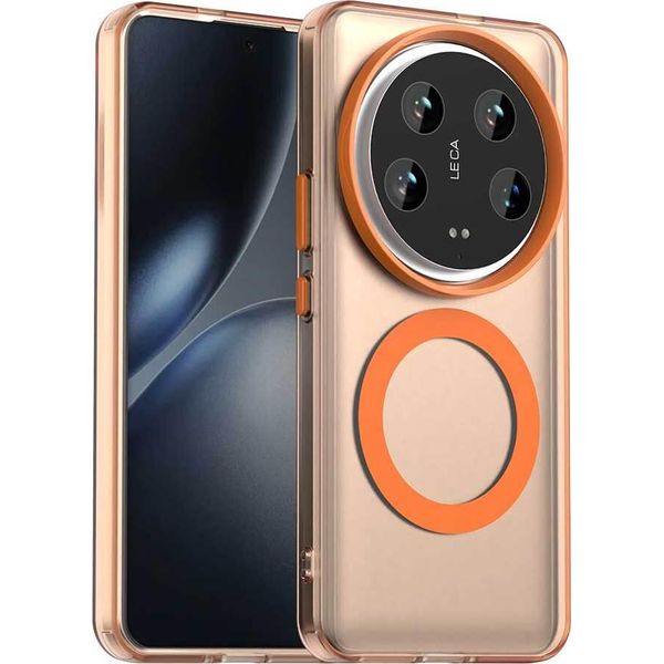 Custodia Magnetica Per Xiaomi 14 Ultra, Sottile Custodia Traslucida Opaca Antiurto Arancione-image