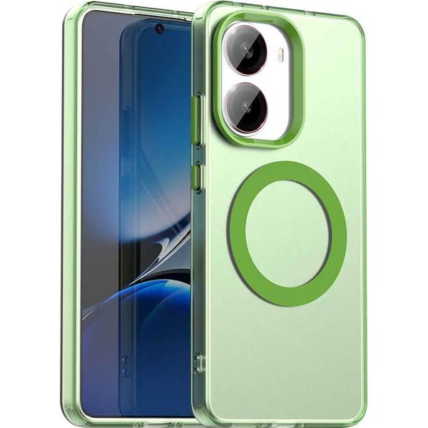 Custodia Magnetica Per Xiaomi Poco X7 Pro, Sottile Cassa Traslucida Opaca Antiurto Verde-image