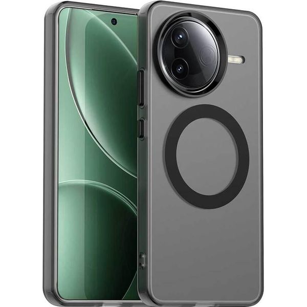 Custodia Magnetica Per Xiaomi Redmi K80, Sottile Custodia Traslucida Opaca Antiurto Nero-image