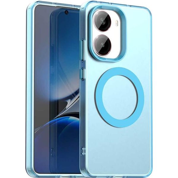Custodia Magnetica Per Xiaomi Poco X7 Pro, Sottile Custodia Traslucida Opaca Antiurto Blu-image