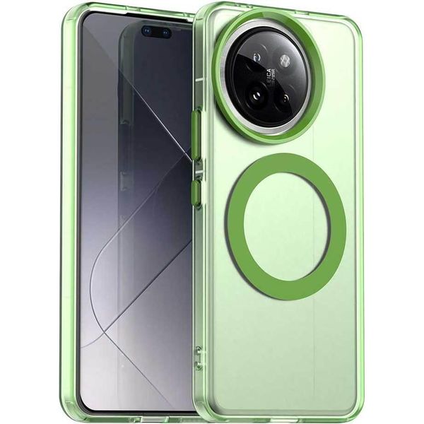 Custodia Magnetica Per Xiaomi 14 Civi / Civi 4 Pro, Sottile Custodia Traslucida Opaca Antiurto Verde-image