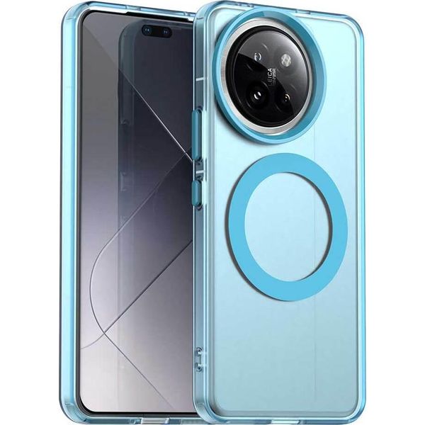 Custodia Magnetica Per Xiaomi 14 Civi / Civi 4 Pro, Sottile Custodia Traslucida Opaca Antiurto Blu-image