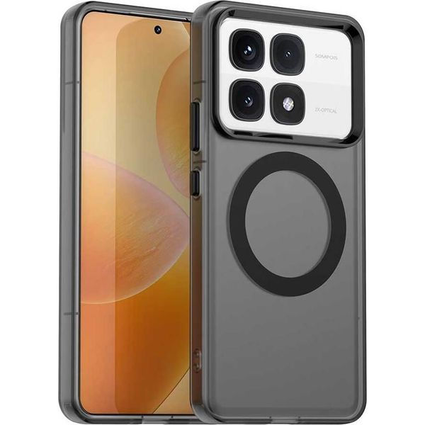 Custodia Magnetica Per Xiaomi Redmi K70 Ultra, Sottile Custodia Traslucida Opaca Antiurto Nero-image