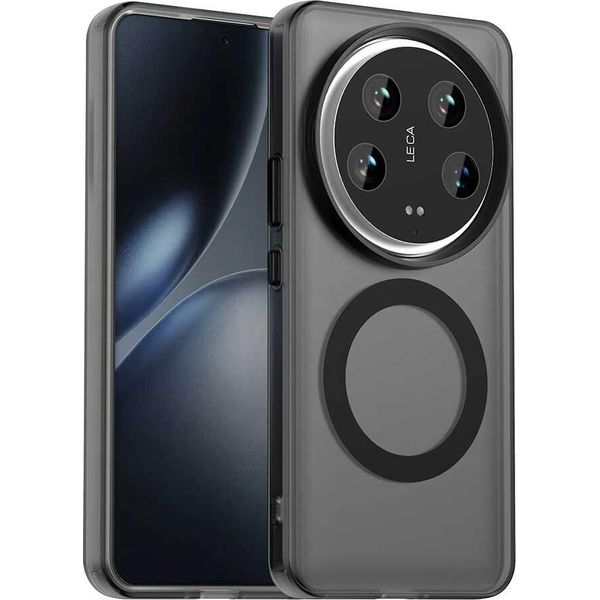 Custodia Magnetica Per Xiaomi 14 Ultra, Sottile Custodia Traslucida Opaca Antiurto Nero-image