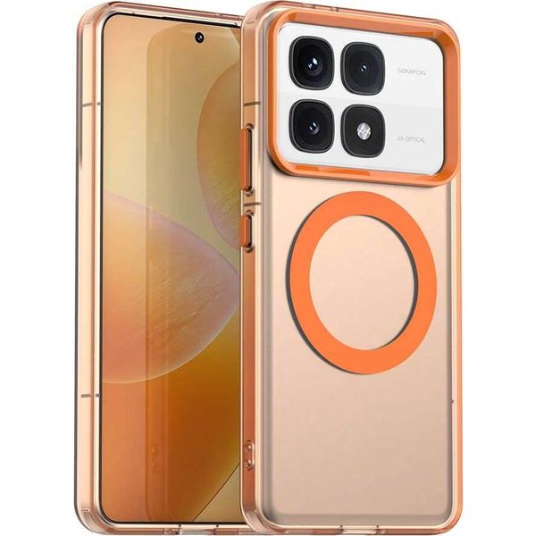 Custodia Magnetica Per Xiaomi Redmi K70 Ultra, Sottile Custodia Traslucida Opaca Antiurto Arancione-image