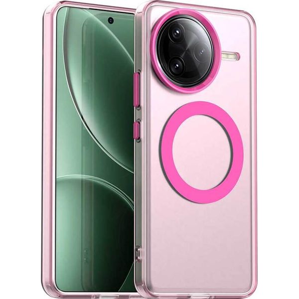 Custodia Magnetica Per Xiaomi Redmi K80 Pro, Sottile Custodia Traslucida Opaca Antiurto Rosso-image