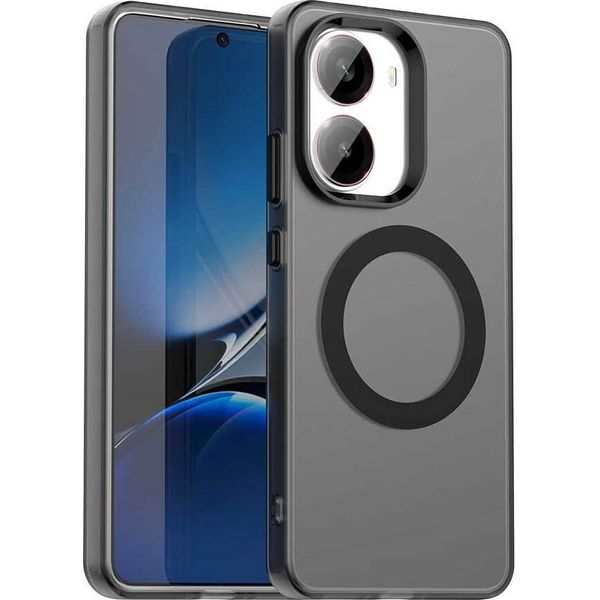 Custodia Magnetica Per Xiaomi Poco X7 Pro, Sottile Custodia Traslucida Opaca Antiurto Nero-image