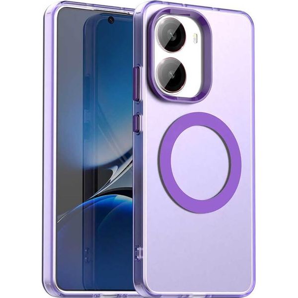 Custodia Magnetica Per Xiaomi Poco X7 Pro, Sottile Custodia Antiurto Traslucida Opaca Viola-image