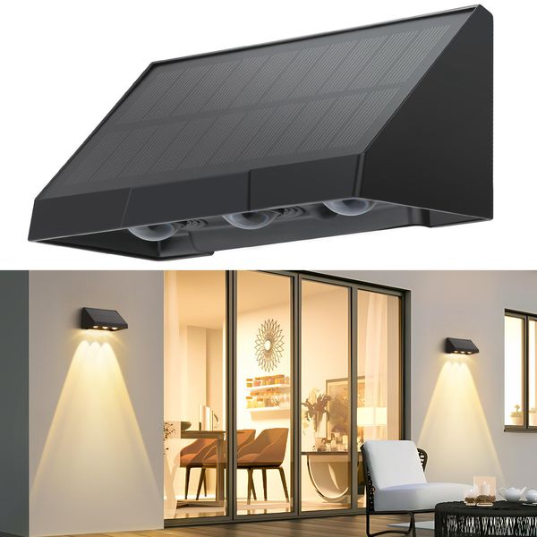 Zmh Lampade Solari Per Esterno Applique Solare Parete Esterna 3 Led Applique Esterna 3000K Bianco Caldo 2 Modalità Applique Solare Impermeabile Luce Solare Per Recinzione Terrazza Balcone Giardino Scale-image