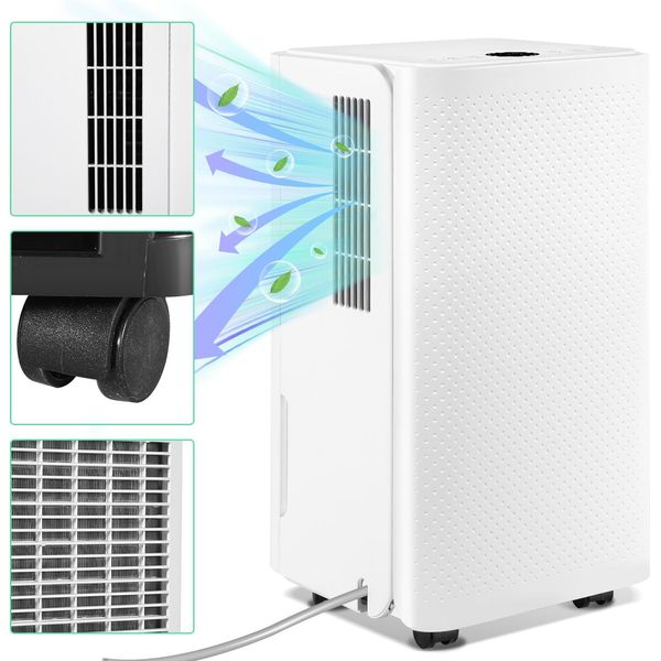 Aopunly Deumidificatore 16L/Giorno 2L-Serbatoio, Con Serbatoio Dell'acqua, Deumidificatore Stanza Deumidificatore Costruzione Asciugatrice Purificatore D'aria- Rimovibile-image