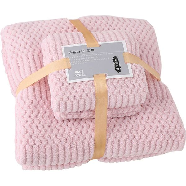 Set Di Asciugamani Da Bagno Per Doccia In Pile Di Corallo Ad Asciugatura Rapida Altamente Assorbenti E Morbidi Per Uso Quotidiano Rosa-image